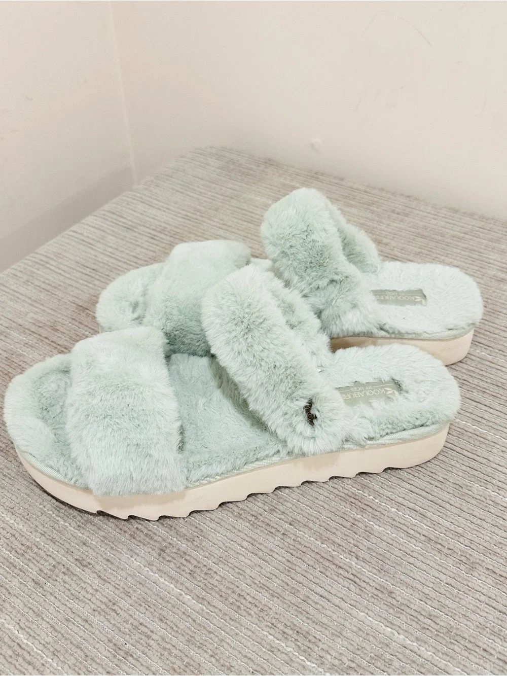 Koolaburra by UGG Fuzz-On Women's Slide Sandals Pale Aqua Mint Size 9 / EU 40